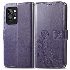 Handytasche Stand Schutzhülle Flip Leder Hülle Blumen für Realme GT2 Pro 5G Violett