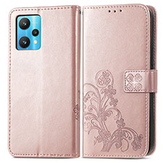 Handytasche Stand Schutzhülle Flip Leder Hülle Blumen für Realme Q5 5G Rosegold