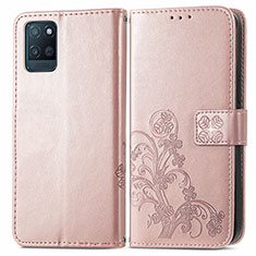 Handytasche Stand Schutzhülle Flip Leder Hülle Blumen für Realme V11 5G Rosegold