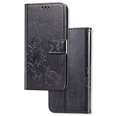 Handytasche Stand Schutzhülle Flip Leder Hülle Blumen für Samsung Galaxy A01 SM-A015 Schwarz