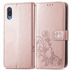 Handytasche Stand Schutzhülle Flip Leder Hülle Blumen für Samsung Galaxy A02 Rosa