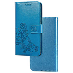 Handytasche Stand Schutzhülle Flip Leder Hülle Blumen für Samsung Galaxy A02s Blau