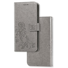 Handytasche Stand Schutzhülle Flip Leder Hülle Blumen für Samsung Galaxy A11 Grau