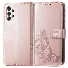 Handytasche Stand Schutzhülle Flip Leder Hülle Blumen für Samsung Galaxy A13 4G Rosa