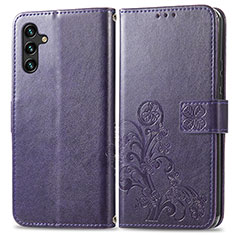 Handytasche Stand Schutzhülle Flip Leder Hülle Blumen für Samsung Galaxy A13 5G Violett