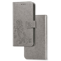 Handytasche Stand Schutzhülle Flip Leder Hülle Blumen für Samsung Galaxy A21 SC-42A Grau