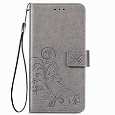 Handytasche Stand Schutzhülle Flip Leder Hülle Blumen für Samsung Galaxy A22 4G Grau