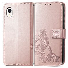 Handytasche Stand Schutzhülle Flip Leder Hülle Blumen für Samsung Galaxy A22 5G SC-56B Rosa