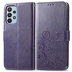 Handytasche Stand Schutzhülle Flip Leder Hülle Blumen für Samsung Galaxy A23 4G Violett