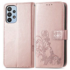 Handytasche Stand Schutzhülle Flip Leder Hülle Blumen für Samsung Galaxy A23 5G Rosa