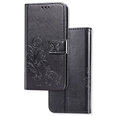 Handytasche Stand Schutzhülle Flip Leder Hülle Blumen für Samsung Galaxy A51 4G Schwarz