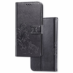 Handytasche Stand Schutzhülle Flip Leder Hülle Blumen für Samsung Galaxy A81 Schwarz