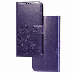 Handytasche Stand Schutzhülle Flip Leder Hülle Blumen für Samsung Galaxy F12 Violett