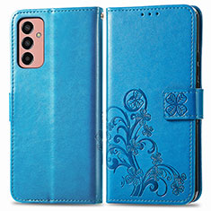 Handytasche Stand Schutzhülle Flip Leder Hülle Blumen für Samsung Galaxy F13 4G Blau