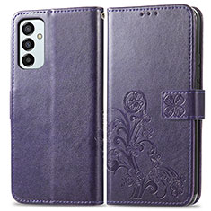 Handytasche Stand Schutzhülle Flip Leder Hülle Blumen für Samsung Galaxy F23 5G Violett