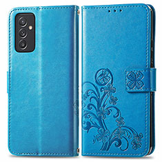 Handytasche Stand Schutzhülle Flip Leder Hülle Blumen für Samsung Galaxy F34 5G Blau