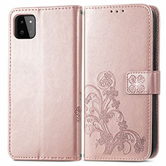 Handytasche Stand Schutzhülle Flip Leder Hülle Blumen für Samsung Galaxy F42 5G Rosa