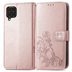 Handytasche Stand Schutzhülle Flip Leder Hülle Blumen für Samsung Galaxy F62 5G Rosa