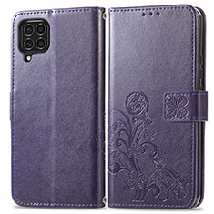 Handytasche Stand Schutzhülle Flip Leder Hülle Blumen für Samsung Galaxy F62 5G Violett