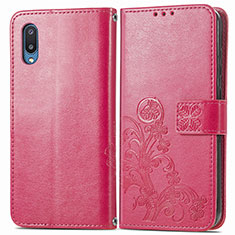 Handytasche Stand Schutzhülle Flip Leder Hülle Blumen für Samsung Galaxy M02 Rot