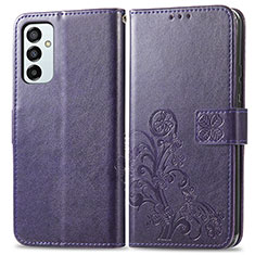 Handytasche Stand Schutzhülle Flip Leder Hülle Blumen für Samsung Galaxy M23 5G Violett