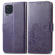 Handytasche Stand Schutzhülle Flip Leder Hülle Blumen für Samsung Galaxy M32 4G Violett