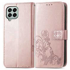 Handytasche Stand Schutzhülle Flip Leder Hülle Blumen für Samsung Galaxy M33 5G Rosa