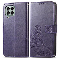 Handytasche Stand Schutzhülle Flip Leder Hülle Blumen für Samsung Galaxy M33 5G Violett