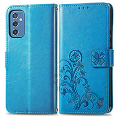 Handytasche Stand Schutzhülle Flip Leder Hülle Blumen für Samsung Galaxy M52 5G Blau