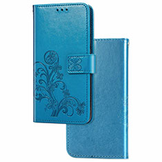 Handytasche Stand Schutzhülle Flip Leder Hülle Blumen für Samsung Galaxy M60s Blau