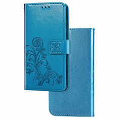 Handytasche Stand Schutzhülle Flip Leder Hülle Blumen für Samsung Galaxy Note 10 Lite Blau
