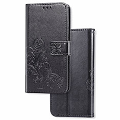 Handytasche Stand Schutzhülle Flip Leder Hülle Blumen für Samsung Galaxy Note 10 Lite Schwarz