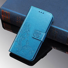 Handytasche Stand Schutzhülle Flip Leder Hülle Blumen für Samsung Galaxy S22 5G Blau