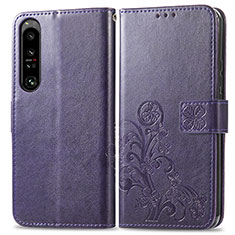 Handytasche Stand Schutzhülle Flip Leder Hülle Blumen für Sony Xperia 1 IV SO-51C Violett