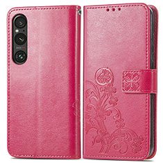 Handytasche Stand Schutzhülle Flip Leder Hülle Blumen für Sony Xperia 1 V Pink