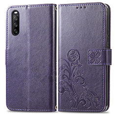 Handytasche Stand Schutzhülle Flip Leder Hülle Blumen für Sony Xperia 10 III Lite Violett