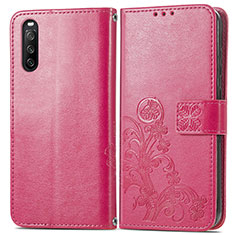 Handytasche Stand Schutzhülle Flip Leder Hülle Blumen für Sony Xperia 10 III SO-52B Rot