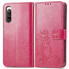 Handytasche Stand Schutzhülle Flip Leder Hülle Blumen für Sony Xperia 10 IV SO-52C Rot