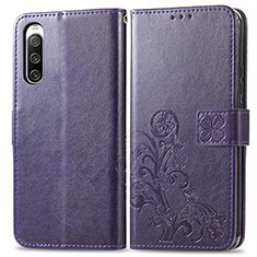 Handytasche Stand Schutzhülle Flip Leder Hülle Blumen für Sony Xperia 10 IV SO-52C Violett