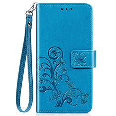 Handytasche Stand Schutzhülle Flip Leder Hülle Blumen für Sony Xperia 8 Blau