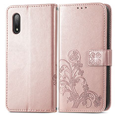 Handytasche Stand Schutzhülle Flip Leder Hülle Blumen für Sony Xperia Ace II SO-41B Rosa