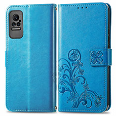 Handytasche Stand Schutzhülle Flip Leder Hülle Blumen für Xiaomi Civi 5G Blau