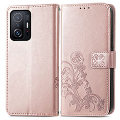 Handytasche Stand Schutzhülle Flip Leder Hülle Blumen für Xiaomi Mi 11T 5G Rosa