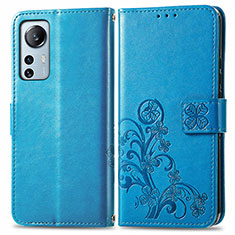 Handytasche Stand Schutzhülle Flip Leder Hülle Blumen für Xiaomi Mi 12 5G Blau