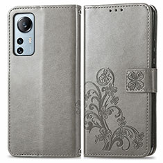 Handytasche Stand Schutzhülle Flip Leder Hülle Blumen für Xiaomi Mi 12 Lite 5G Grau