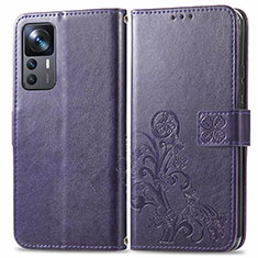 Handytasche Stand Schutzhülle Flip Leder Hülle Blumen für Xiaomi Mi 12T 5G Violett