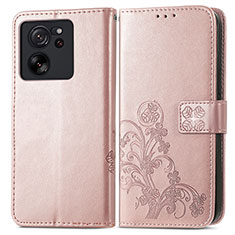 Handytasche Stand Schutzhülle Flip Leder Hülle Blumen für Xiaomi Mi 13T Pro 5G Rosegold