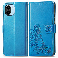 Handytasche Stand Schutzhülle Flip Leder Hülle Blumen für Xiaomi Poco C50 Blau