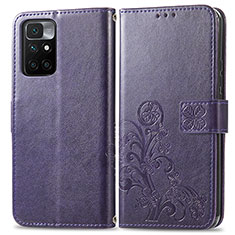 Handytasche Stand Schutzhülle Flip Leder Hülle Blumen für Xiaomi Redmi Note 11 4G (2021) Violett