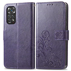 Handytasche Stand Schutzhülle Flip Leder Hülle Blumen für Xiaomi Redmi Note 11 4G (2022) Violett